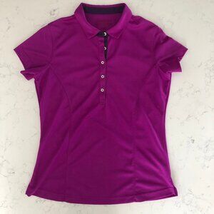 Sunice Athletic SS 5 Button Fitted Polyester Polo Golf Shirt Purple Sz S
